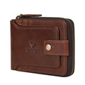MING CLAN Zipper Wallet Men RFID Blocking Leather Bifold Wallets For Men - Flap ID Window Zip Coin Pocket Mens Zipper Wallets - Big Capacity Credit Card Travel Wallet (Brown)