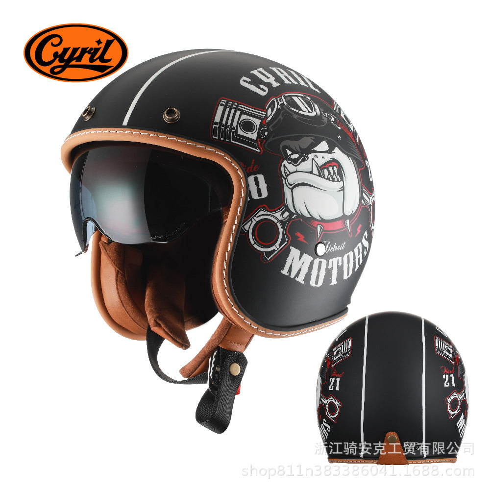 Cyril Vintage Motorcycle Half Helmet for All Seasons