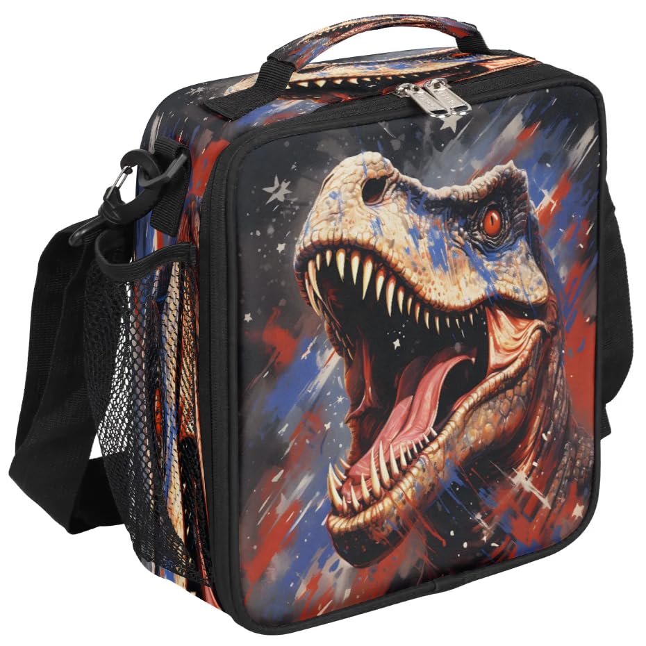 Lunch Box for Kids Girls Boys Scary Dinosaur Lunch Bags for Teens Freezable Insulated Lunch boxes for School Picnic Cooler Tote Bag with Adjustable Shoulder Strap