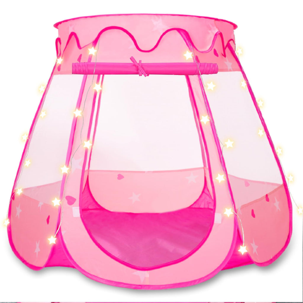 Pop Up Princess Tent with Star LightsBall Pit for 1 2 3 Year Old Girl Birthday GiftPrincess Toys for Toddlers 1-3 with Carrying Bag Play Tent for Kids Indoor|Outdoor (50 Balls not Included)