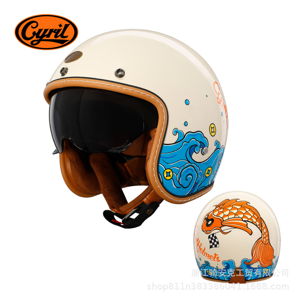 Cyril Vintage Motorcycle Half Helmet for All Seasons