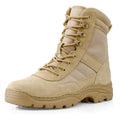 QUNLON Mens Tactical Boots Military Boots for Men Side Zipper Combat Motorcycle Boots Lightweight Army Work Boots 8 Duty Boots Tan Suede Jungle Boots-9US