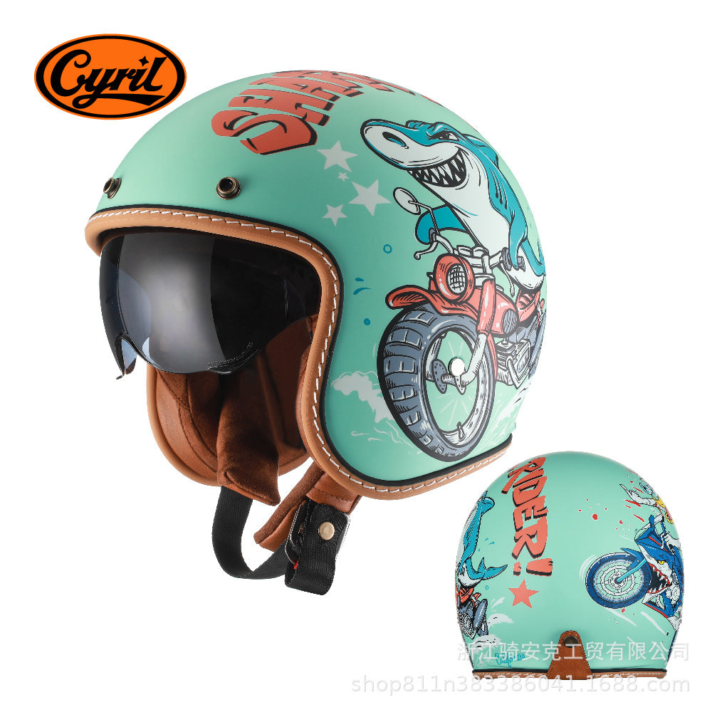Cyril Vintage Motorcycle Half Helmet for All Seasons