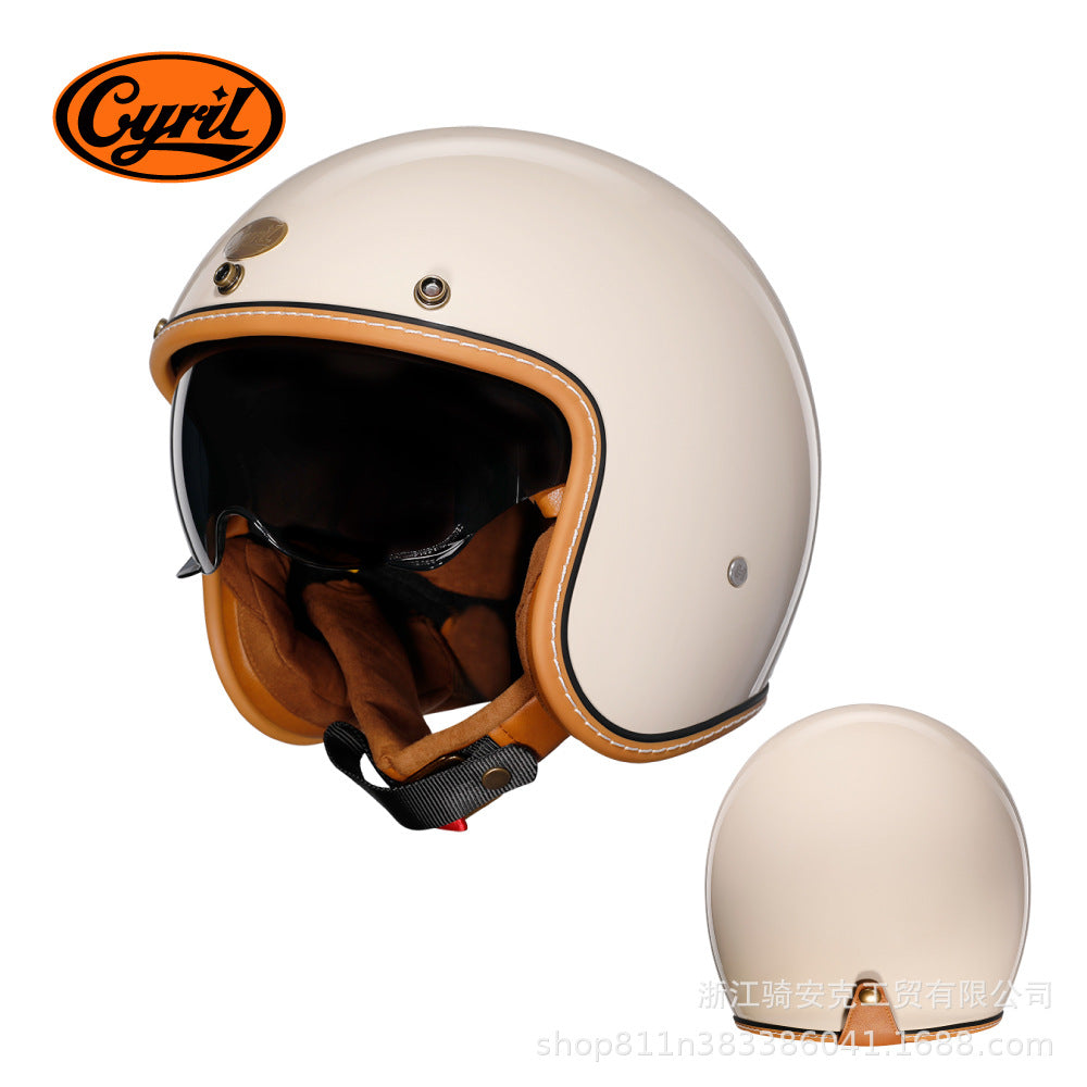 Cyril Vintage Motorcycle Half Helmet for All Seasons