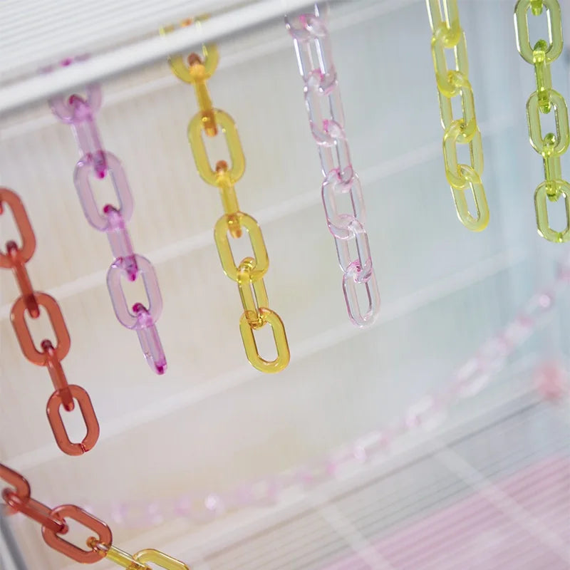 100 Pcs Rainbow C-Clips Plastic Chain Links, Bird Swing & Climbing Chain Cage Toy Clips & Hooks, Suitable for Sugar Glider, Rat