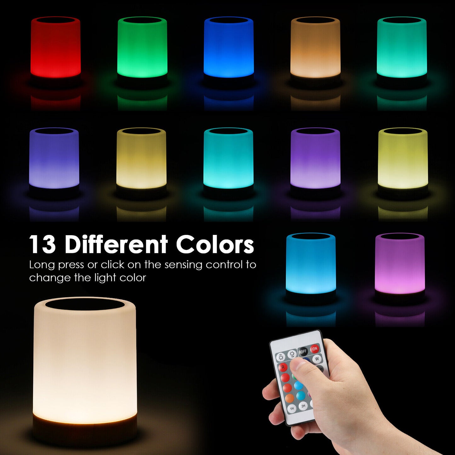 Auxmir® Night Light LED Touch Bedside Table Lamp Multi-Color Dimmable Chargeable