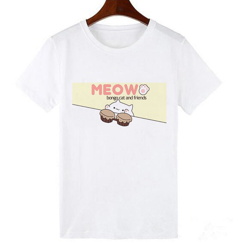 Kawaii Skull Cat Girl T-Shirt Top
