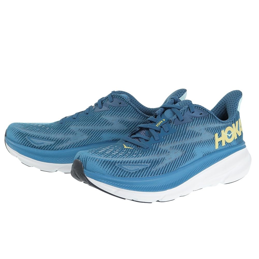 HOKA ONE ONE Mens Clifton 9 Textile Midnight Ocean Blue Steel Trainers 9 US
