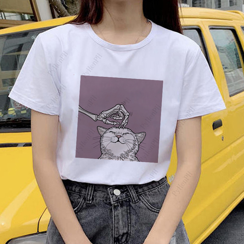 Kawaii Skull Cat Girl T-Shirt Top