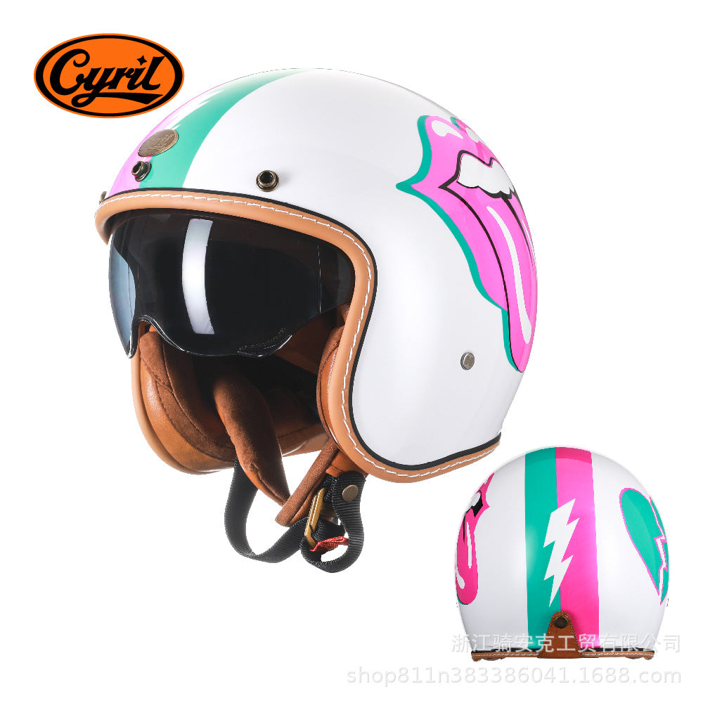 Cyril Vintage Motorcycle Half Helmet for All Seasons