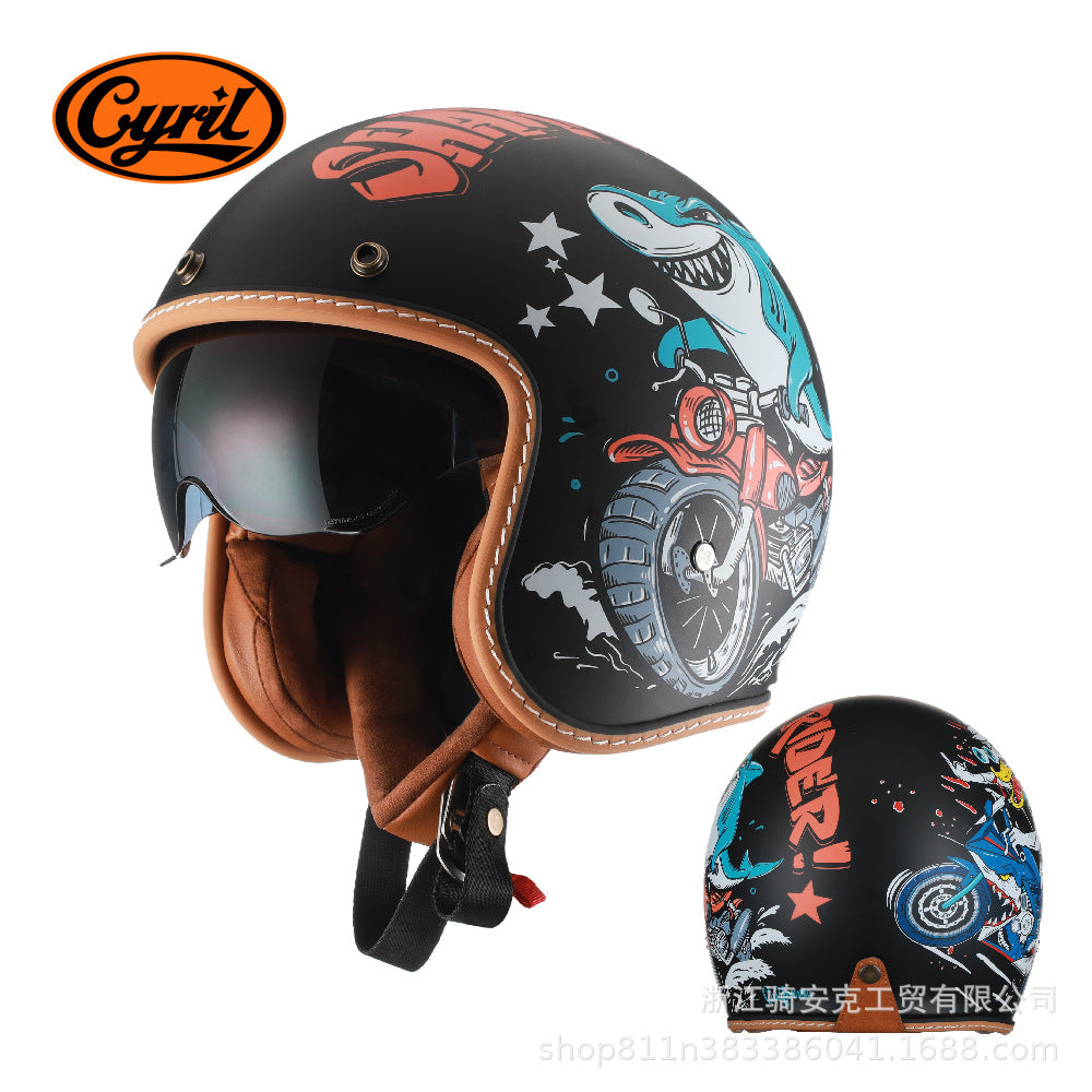 Cyril Vintage Motorcycle Half Helmet for All Seasons