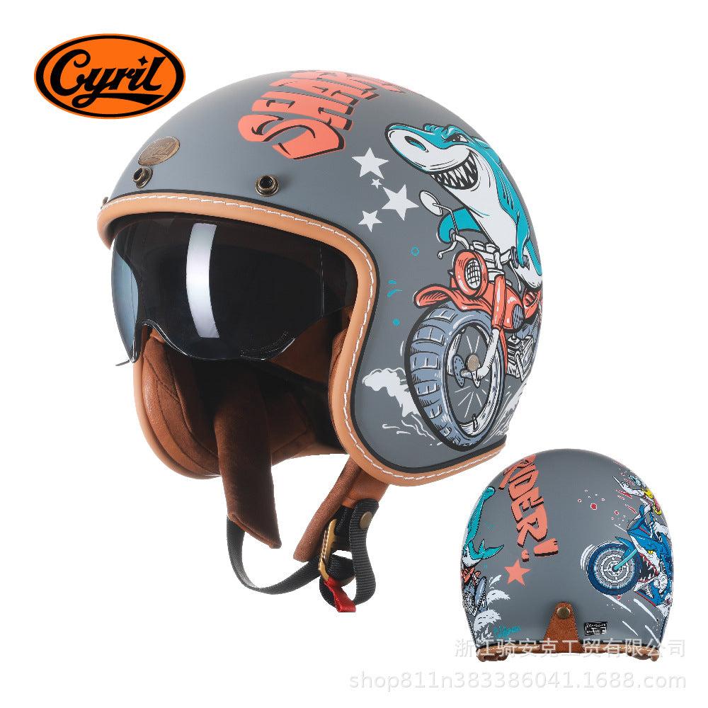 Cyril Vintage Motorcycle Half Helmet for All Seasons