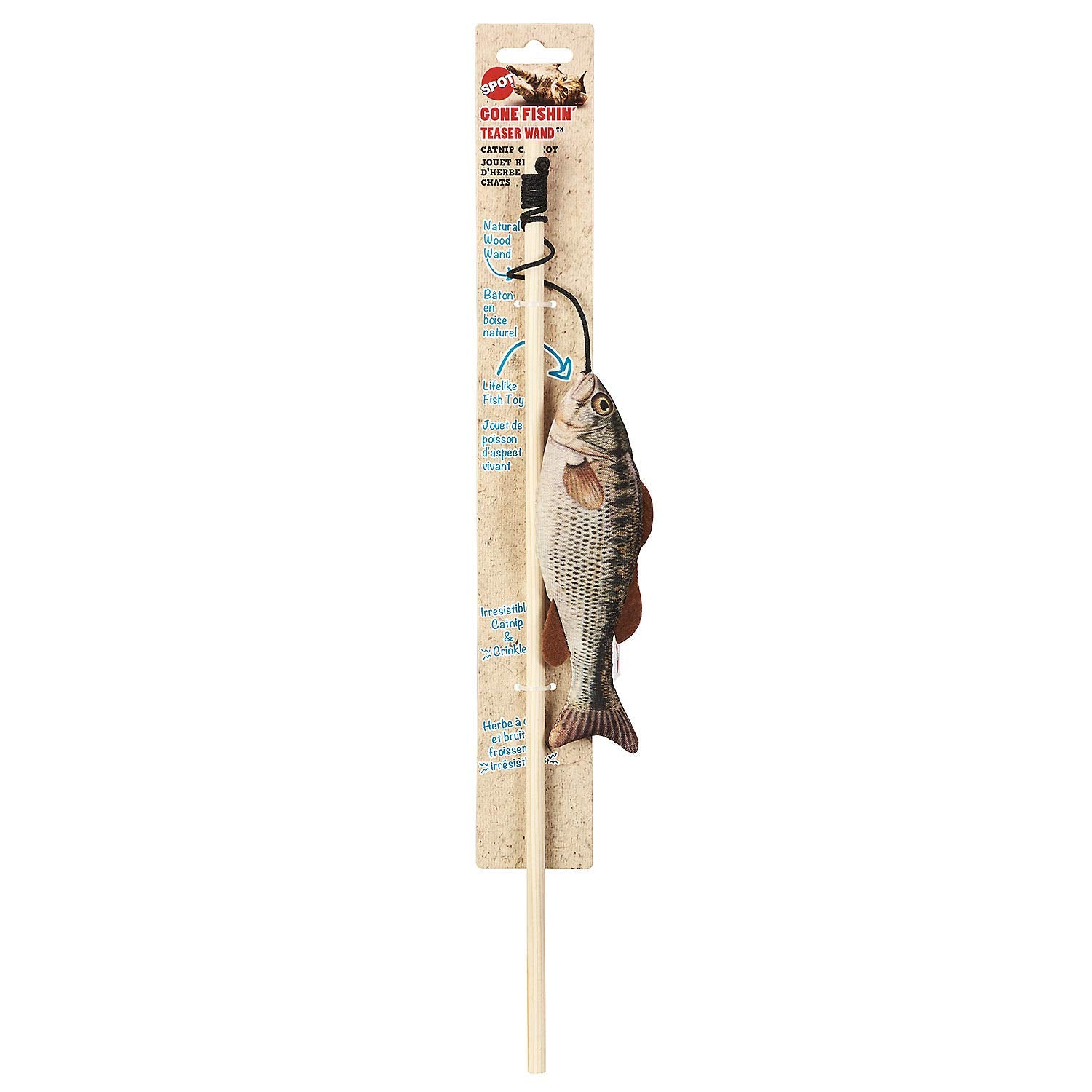 SPOT Gone Fishin Teaser Wand Cat Toy with Catnip Assorted Figures