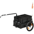 Aosom Bike Cargo Trailer Bicycle Trailer Wagon Cart with Removable Storage Box Quick Release 16" Wheels and Safe Reflectors Galvanized Bottom