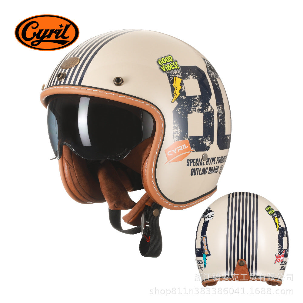 Cyril Vintage Motorcycle Half Helmet for All Seasons
